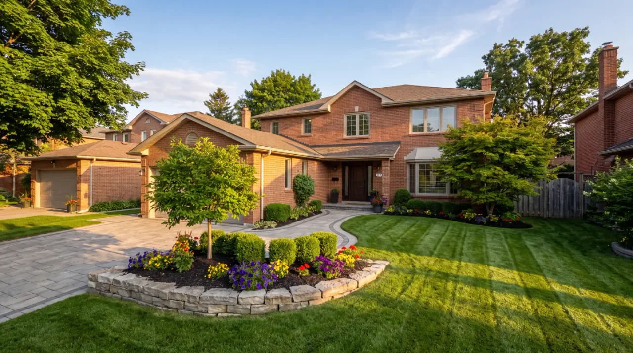 Finished Toronto front-yard project shown on JJ's Lawn Care and Landscaping website.