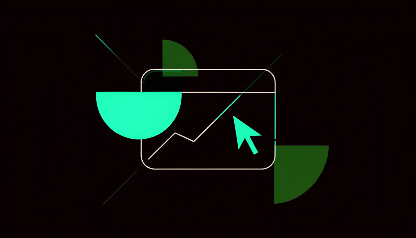 A clean browser window with a glowing cursor and rising line